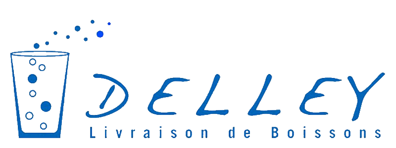 Le logo de. Delley Boissons Sàrl contenant une illustration qui représente un verre de liquide pétillant
